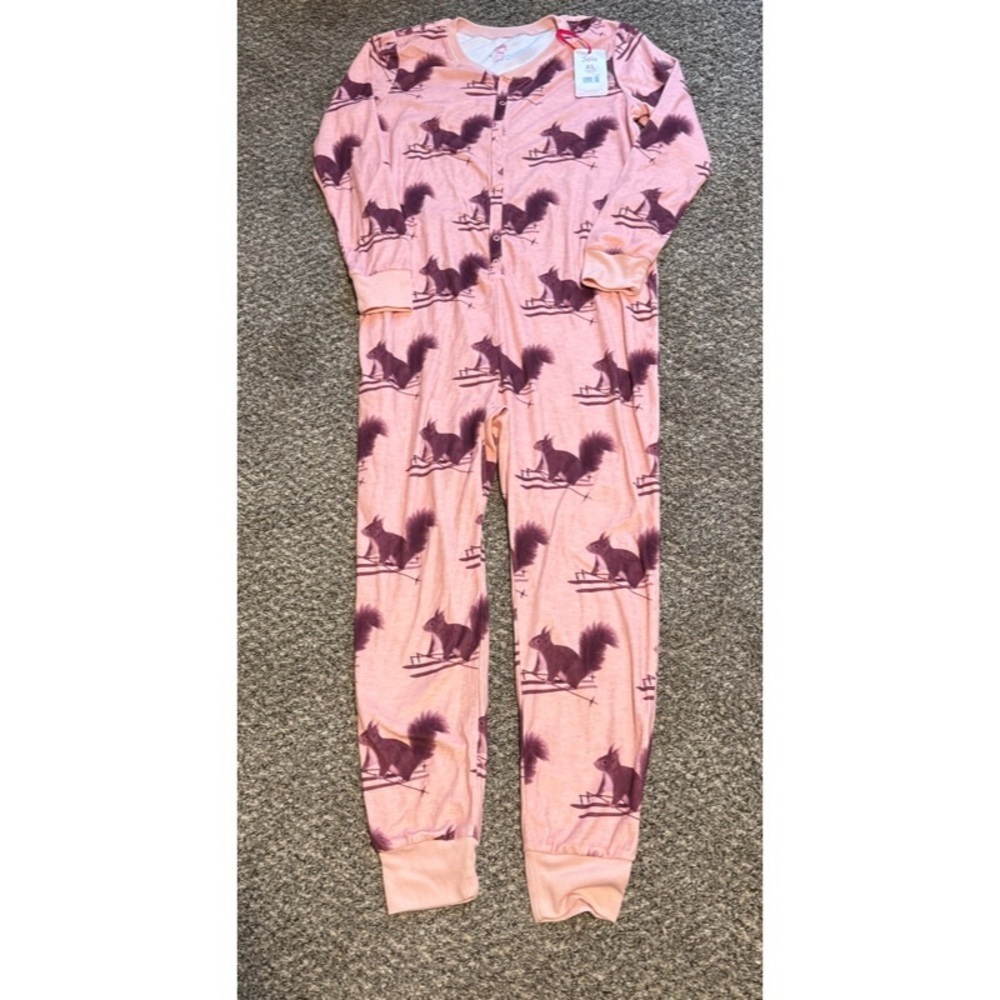Pink Button Front Raccoon Onsie Pajama - Picture 2 of 4